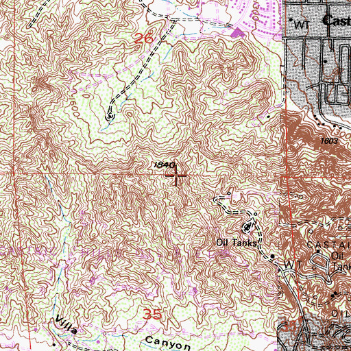 Topographic Map of Castaic Census Designated Place, CA