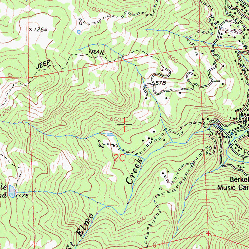 Topographic Map of Cazadero Census Designated Place, CA