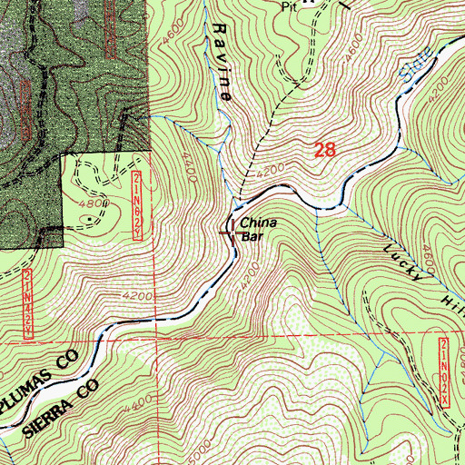 Topographic Map of China Bar, CA