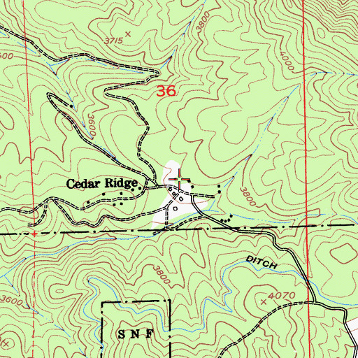Topographic Map of Cedar Ridge Census Designated Place, CA