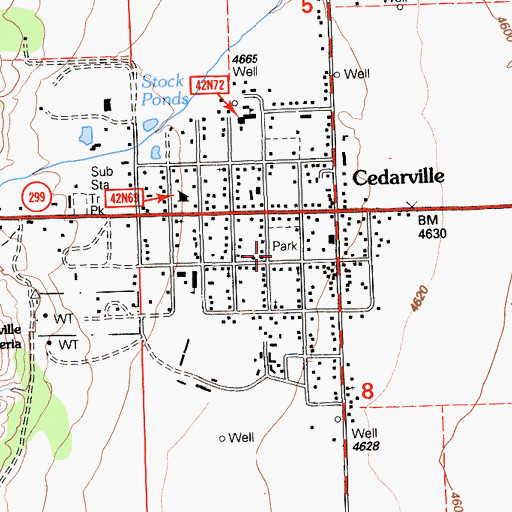Topographic Map of Cedarville Census Designated Place, CA