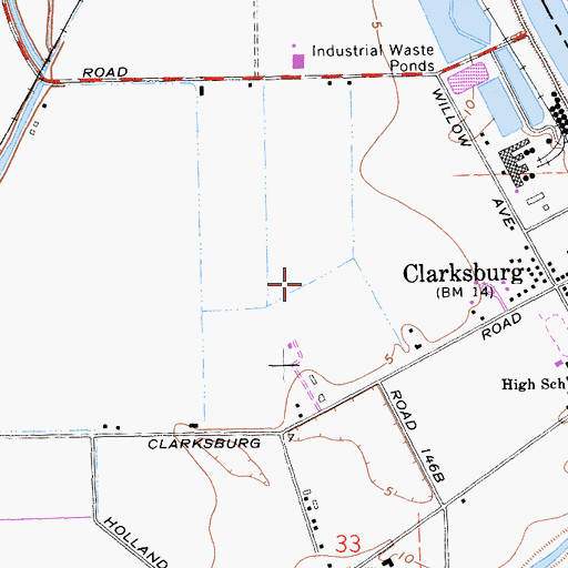 Topographic Map of Clarksburg Census Designated Place, CA
