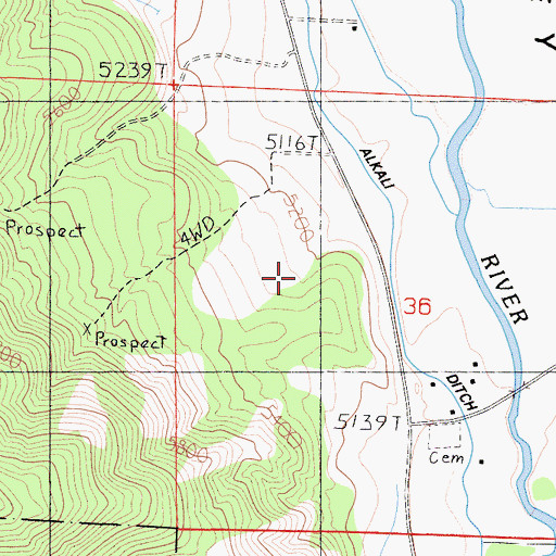 Topographic Map of Coleville Census Designated Place, CA