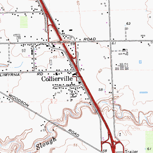 Topographic Map of Collierville Census Designated Place, CA