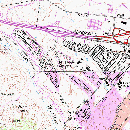 Topographic Map of Coronita Census Designated Place, CA