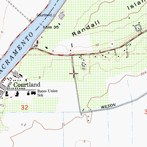 Topographic Map of Courtland Census Designated Place, CA