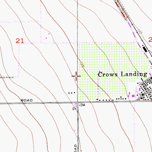 Topographic Map of Crows Landing Census Designated Place, CA