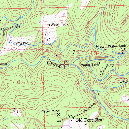 Topographic Map of China Creek, CA