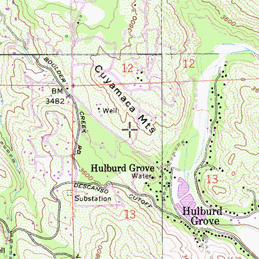 Topographic Map of Descanso Census Designated Place, CA
