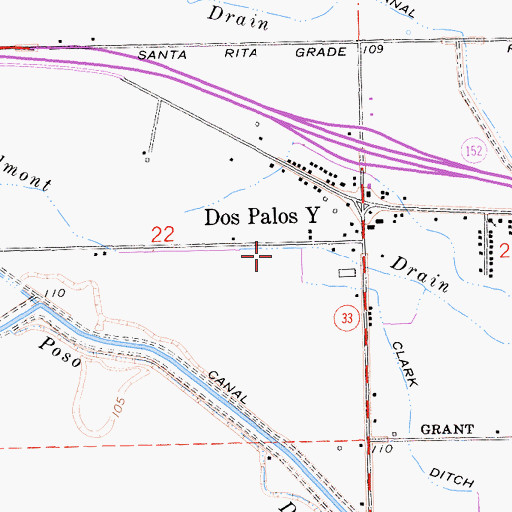 Topographic Map of Dos Palos Y Census Designated Place, CA