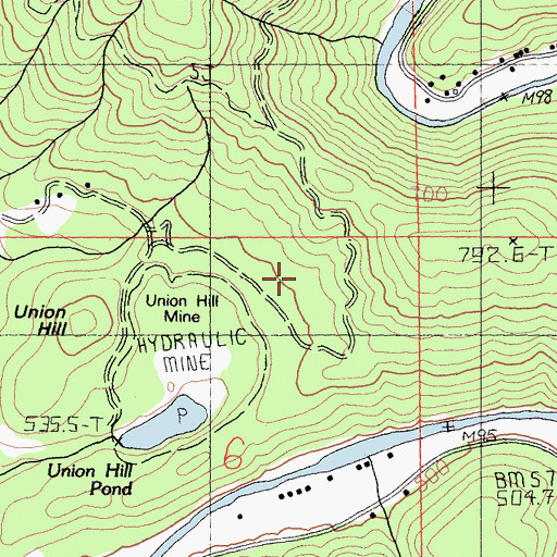 Topographic Map of Douglas City Census Designated Place, CA