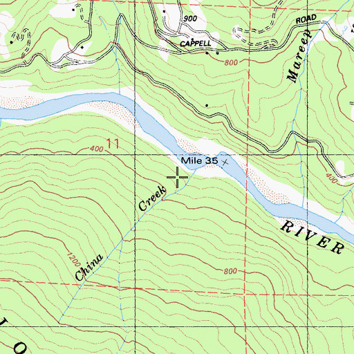 Topographic Map of China Creek, CA