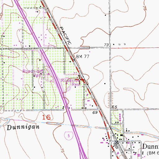 Topographic Map of Dunnigan Census Designated Place, CA