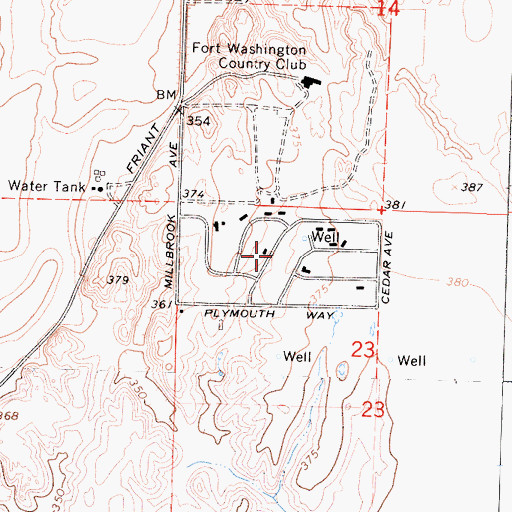 Topographic Map of Fort Washington Census Designated Place, CA