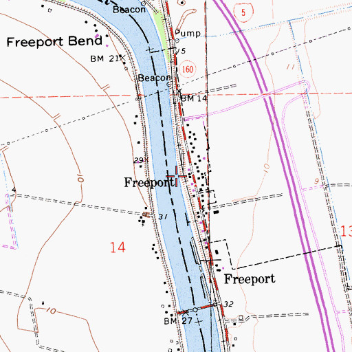 Topographic Map of Freeport Census Designated Place, CA