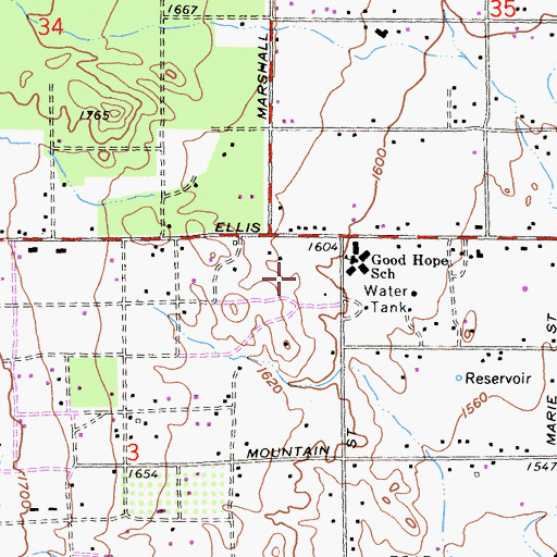 Topographic Map of Good Hope Census Designated Place, CA