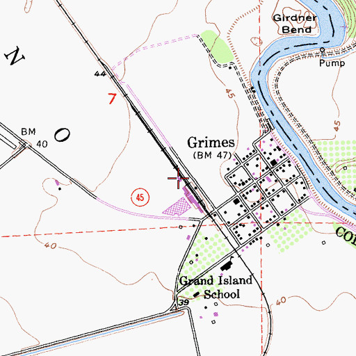 Topographic Map of Grimes Census Designated Place, CA