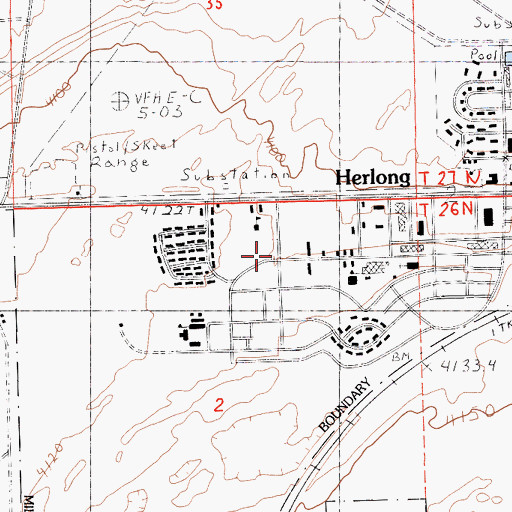 Topographic Map of Herlong Census Designated Place, CA