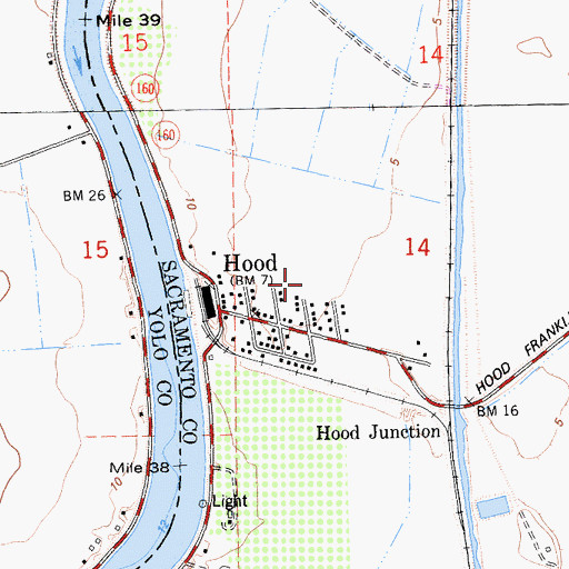 Topographic Map of Hood Census Designated Place, CA