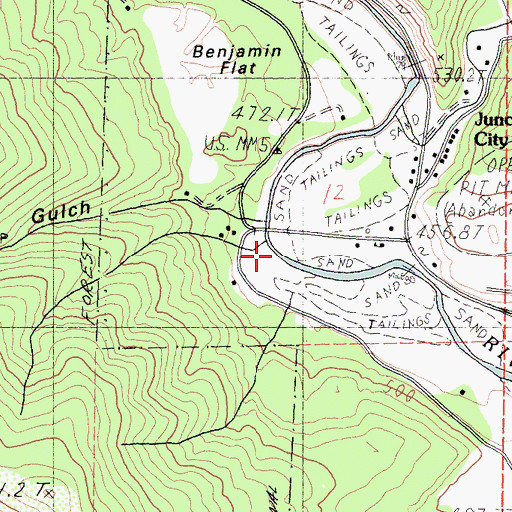 Topographic Map of Junction City Census Designated Place, CA