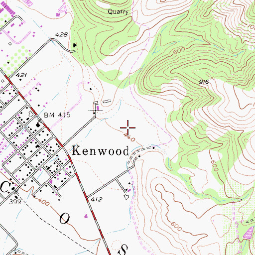 Topographic Map of Kenwood Census Designated Place, CA