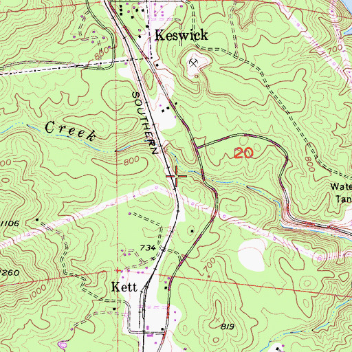 Topographic Map of Keswick Census Designated Place, CA
