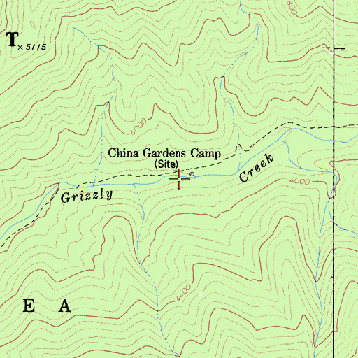 Topographic Map of China Gardens Camp, CA
