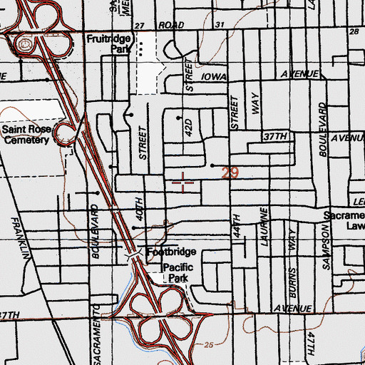 Topographic Map of Lemon Hill Census Designated Place, CA