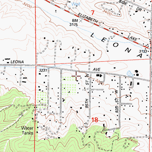 Topographic Map of Leona Valley Census Designated Place, CA