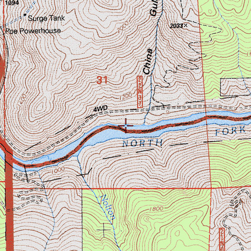 Topographic Map of China Gulch, CA