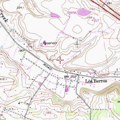 Topographic Map of Los Berros Census Designated Place, CA