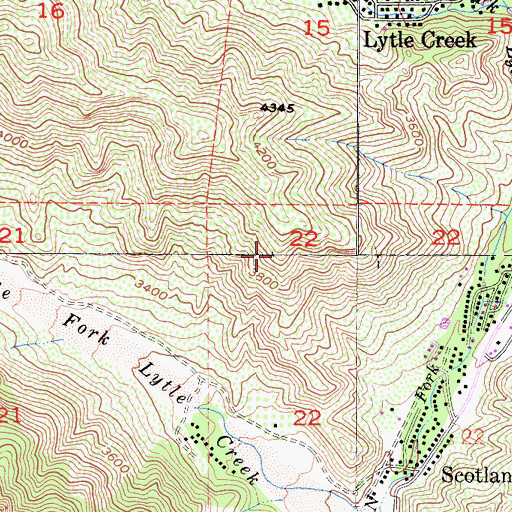 Topographic Map of Lytle Creek Census Designated Place, CA