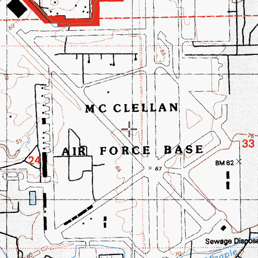 Topographic Map of McClellan Park Census Designated Place, CA