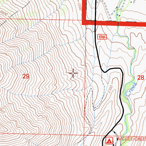 Topographic Map of McGee Creek Census Designated Place, CA