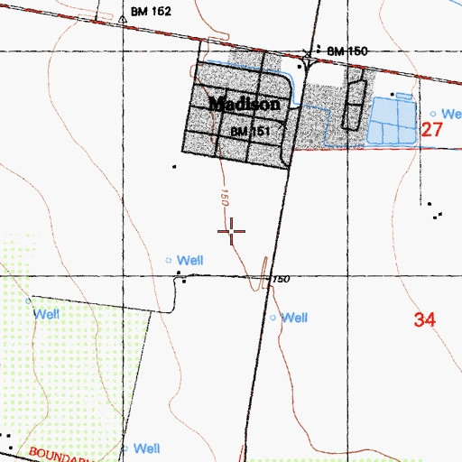 Topographic Map of Madison Census Designated Place, CA