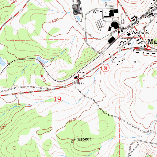 Topographic Map of Martell Census Designated Place, CA