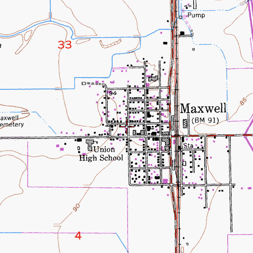 Topographic Map of Maxwell Census Designated Place, CA