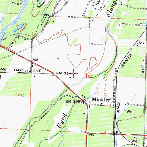 Topographic Map of Minkler Census Designated Place, CA