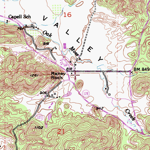 Topographic Map of Moskowite Corner Census Designated Place, CA