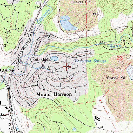 Topographic Map of Mount Hermon Census Designated Place, CA