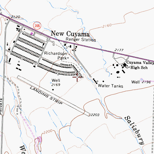 Topographic Map of New Cuyama Census Designated Place, CA