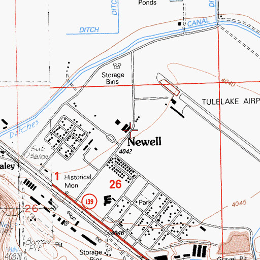 Topographic Map of Newell Census Designated Place, CA