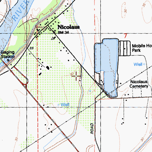 Topographic Map of Nicolaus Census Designated Place, CA