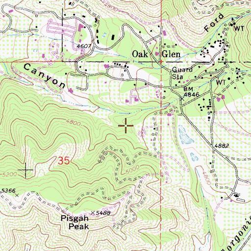 Topographic Map of Oak Glen Census Designated Place, CA