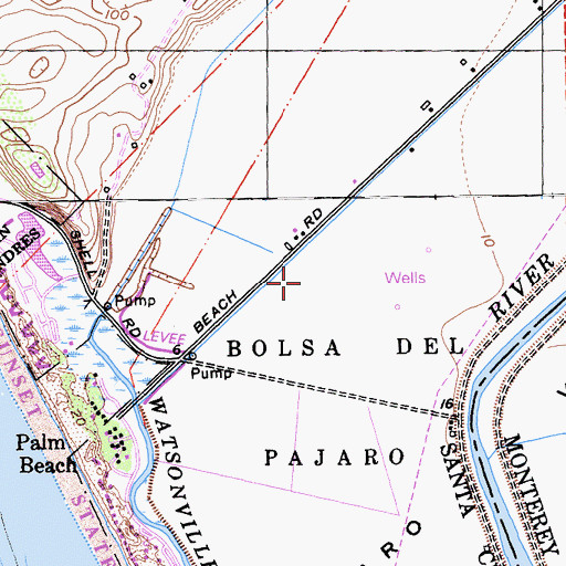 Topographic Map of Pajaro Dunes Census Designated Place, CA