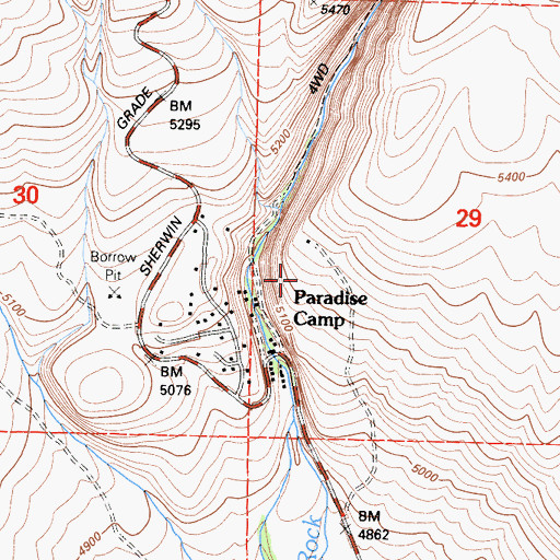 Topographic Map of Paradise Census Designated Place, CA