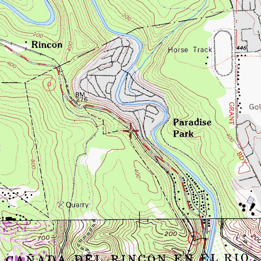Topographic Map of Paradise Park Census Designated Place, CA