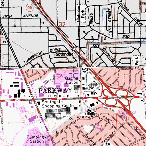 Topographic Map of Parkway Census Designated Place, CA