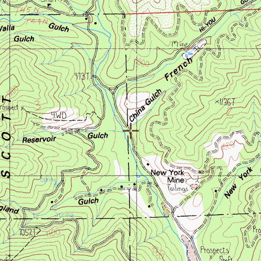 Topographic Map of China Gulch, CA