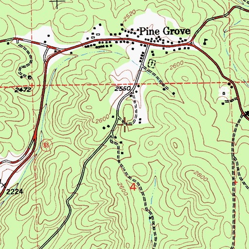 Topographic Map of Pine Grove Census Designated Place, CA